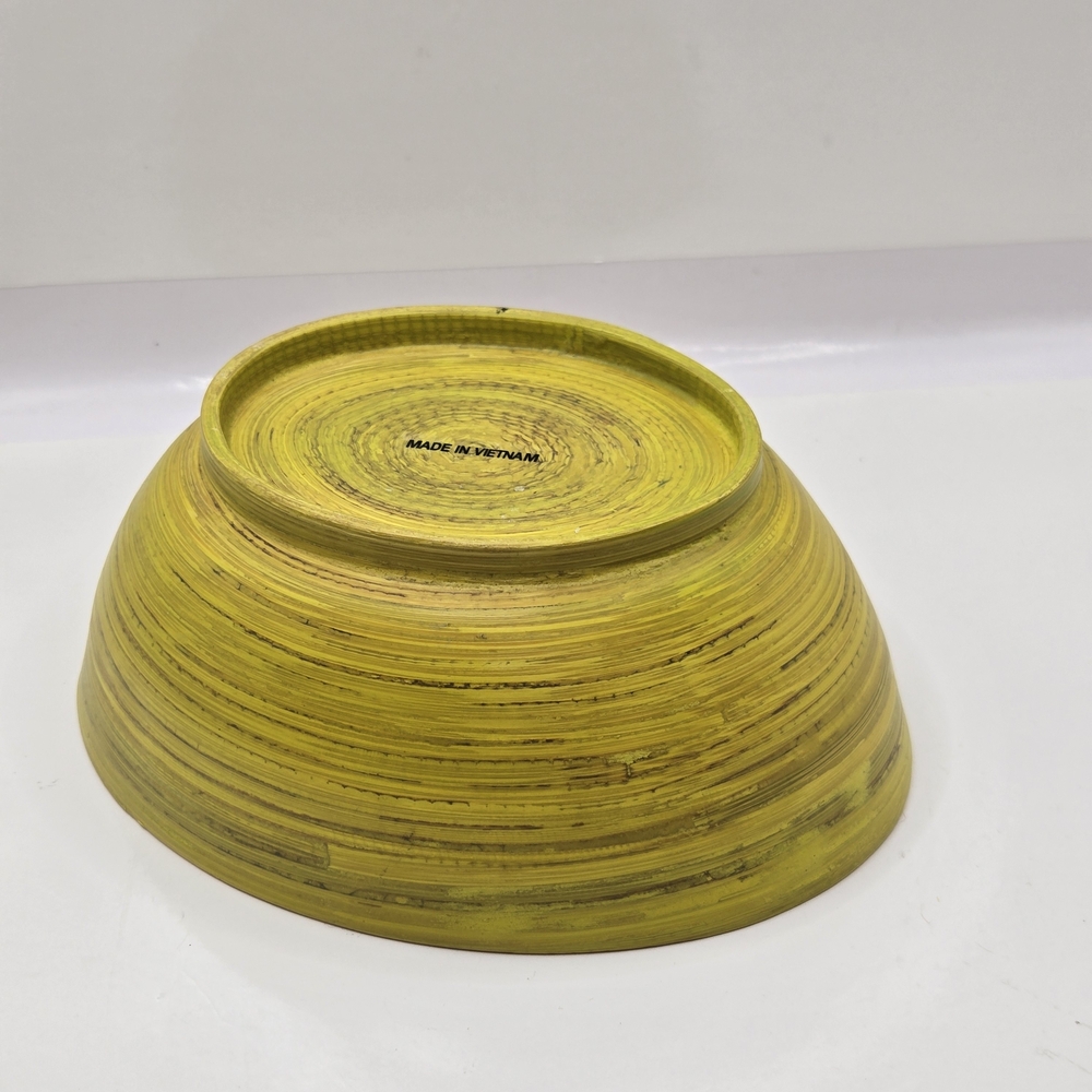 Hand Crafted Green and Tan Decorative Bowl - Picture 11 of 16